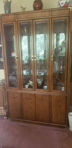 Golden Brown Walnut China Cabinet - 1 Piece of 3 Piece Dining Room Set